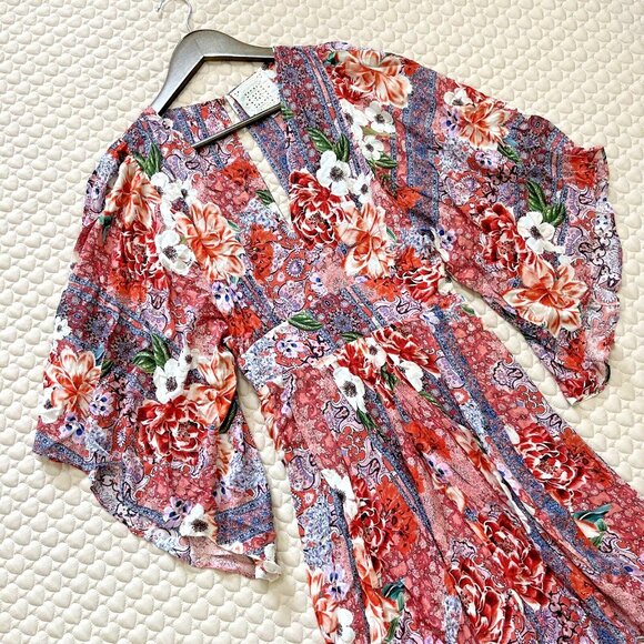 NWOT Johnny Was Scarlet Floral Georgette Midi Dress Size M - Picture 3 of 15